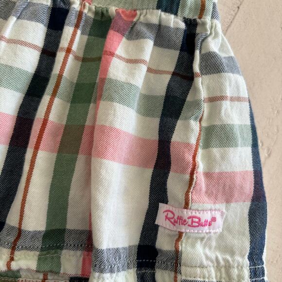 Pink and Green Plaid Ruffle Butts 100% Cotton Puff Sleeve Dress Size 2T VGUC - Picture 2 of 5